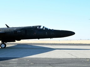 A U-2 Dragon Lady spy plane prepares for takeoff July 31, 2020, at Beale Air Force Base, Calif.