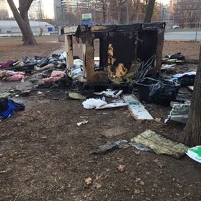 An area resident says there have been repeated fires in a tent city in Moss Park.