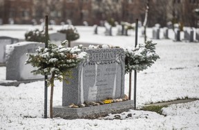 The final resting place of Barry and Honey Sherman at Beth Tzedec Memorial Park near Bathurst St. and Finch Ave. W. in Toronto, Ont. on Friday, Dec. 4, 2020.