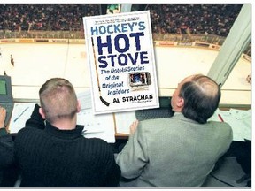 Al Strachan (right) takes in a Leafs game for the Sun from the press box.