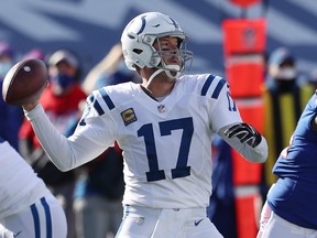 Colts QB Philip Rivers throws a pass against the Buffalo Bills earlier this month.