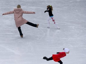 Skating at Nathan Phillips Square on   Jan. 14, 2021.