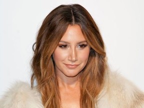 Ashley Tisdale poses as she arrives at the 2016 Elton John AIDS Foundation Academy Awards Viewing Party in West Hollywood, California, on February 28, 2016.