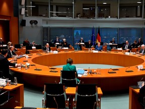 A general view of members of the cabinet as they attend the weekly cabinet meeting at the Chancellery in Berlin, Germany January 6, 2021.