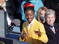 Youth Poet Laureate Amanda Gorman speaks during the inauguration of U.S. President Joe Biden on January 20, 2021 in Washington.