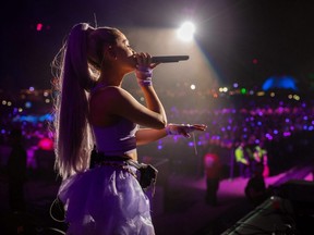 Ariana Grande performs with Kygo onstage during the 2018 Coachella Valley Music And Arts Festival at the Empire Polo Field in Indio, Calif., April 20, 2018.