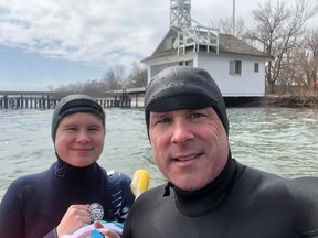 Steve Hulford and his daughter, Kate, down at Cherry Beach for a swim.