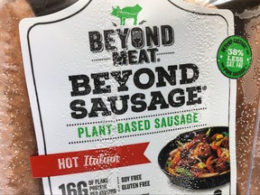 Products from Beyond Meat Inc are shown for sale at a market in Encinitas, Calif., June 5, 2019.