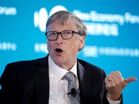 PARTY! PARTY! Bill Gates attends a conversation at the 2019 New Economy Forum in Beijing, China November 21, 2019.
