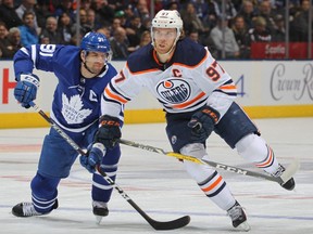 Team captains Connor McDavid of the Edmonton Oilers andt John Tavares of the Toronto Maple Leafs.