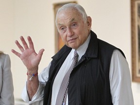 Chairman and CEO of Victoria’s Secret parent L Brands Les Wexner touring the exhibit at the Wexner Center for the Arts in Columbus, Ohio Sept. 19, 2014.