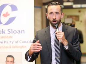 Hastings-Lennox and Addington Member of Parliament Derek Sloan is pictured on Oct. 21, 2019 after winning the riding during the last federal election.