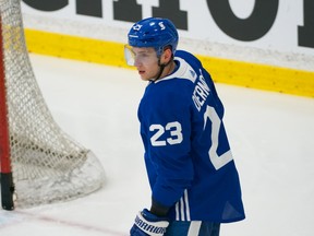 Defenceman Travis Dermott, seen here at Maple Leafs training camp on Wednesday, is looking to bounce back from an up-and-down performance in 2019-20.