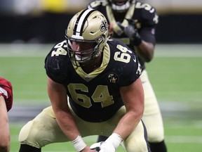 Will Clapp #64 of the New Orleans Saints at Mercedes-Benz Superdome on August 17, 2018 in New Orleans, Louisiana.