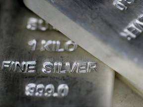 One kilo 999.0 silver bars are pictured in this file photo.