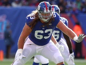 Chad Wheeler of the New York Giants in action against the Kansas City Chiefs during their game at MetLife Stadium on Nov. 19, 2017 in East Rutherford, N.J.