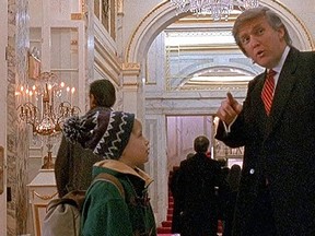 Macaulay Culkin and Donald Trump in a scene from Home Alone 2: Lost In New York.