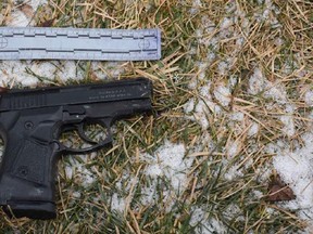 The imitation gun left behind in the snow following an attempted break in at an Oshawa home.