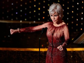 Jane Fonda says goodnight after presenting the Best Picture award at the 92nd Academy Awards in Hollywood, February 9, 2020.