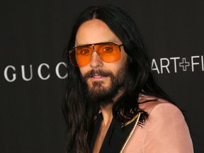 In this file photo taken on Nov. 2, 2019, Jared Leto arrives for the 2019 LACMA Art+Film Gala at the Los Angeles County Museum of Art.