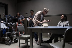 Director John Lee Hancock and Jared Leto on the set of The Little Things.