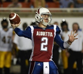Johnny Manziel playing with the Montreal Alouettes. Eric Bolte. USA Today Sports