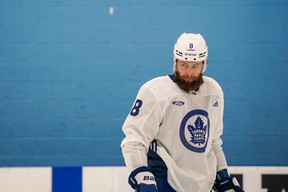 Veteran defenceman Jake Muzzin is out of the Maple Leafs' lineup with a concussion.