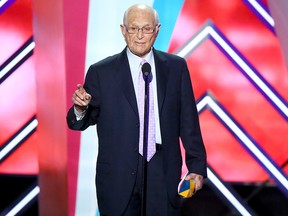 Television writer Norman Lear accepts the Impact Icon Award onstage during the 2016 TV Land Icon Awards at The Barker Hanger on April 10, 2016 in Santa Monica.