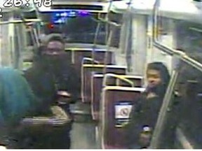 An image released by Toronto Police of suspects sought in the Jan. 5, 2021 robbery of a senior at St. Clair subway station.