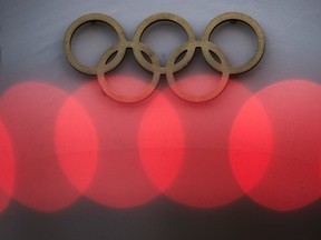 The Olympic rings are pictured in front of the International Olympic Committee (IOC) headquarters in Lausanne, Switzerland, Jan. 26, 2021.