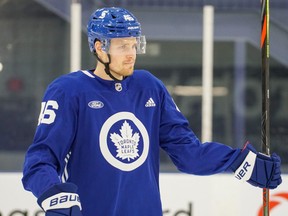 Mikko Lehtonen with the Maple Leafs on Jan. 8, 2021.