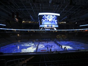 With no fans at Scotiabank Arena on Wednesday night, the Maple Leafs tried to make the best of their 104th season start with canned crowd noise and a pre-recorded intro of players and coaches by front-line workers.