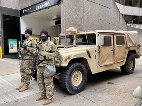Members of the National Guard are seen in downtown Washington on January 15, 2021.