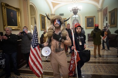 A pro-Trump mob confronts U.S. Capitol police outside the Senate chamber of the U.S. Capitol Building on January 06, 2021 in Washington, DC.   (Photo by Win McNamee/Getty Images)