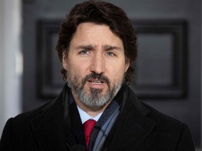In this file photo Prime Minister Justin Trudeau speaks during a COVID-19 briefing at Rideau Cottage in Ottawa, Dec. 18, 2020.