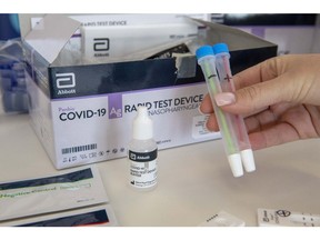 Covid-19 rapid test sevice kits at Humber River Hospital in Toronto on Nov. 24.