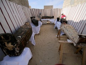 Coffins, part of a recent discovery from the Saqqara necropolis, are seen south of Cairo, Egypt January 17, 2021.