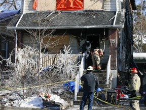 A fire investigation continues on Gainsborough Rd in East York on Saturday, Jan. 30, 2021.