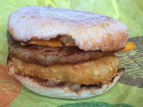 A hash brown in a sausage McMuffin is among many McDonald's food hacks.