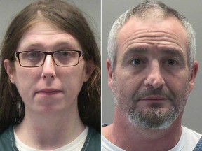 Jessica Marie Watkins, 38, Donovan Ray Crowl, 50, are pictured in booking photographs at the Montgomery County Jail in Dayton, Ohio, Jan. 18, 2021.