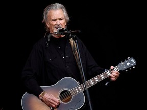 Kris Kristofferson performs on the Pyramid Stage at Worthy Farm in Somerset during the Glastonbury Festival in Britain, June 23, 2017.