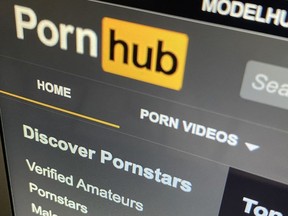 The Pornhub website is shown on a computer screen in Toronto on Wednesday, Dec. 16, 2020.