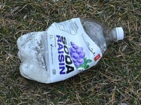 A hazzardous substance was found in two-litre plastic bottles in McCowan District Park, in Scarborough, on Friday, Jan. 1, 2020.