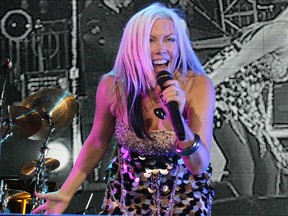 Terri Nunn performs with her band "Berlin" at Oracle OpenWorld in San Francisco in this Sept. 2010 file photo.