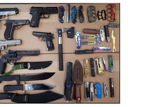 Weapons seized in a raid on an Oshawa home.