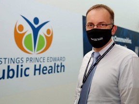 Dr. Piotr Oglaza stands in a hallway at Hastings Prince Edward Public Health Tuesday, September 15, 2020 in Belleville, Ont.