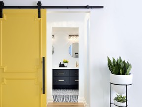 The best way to introduce a hot new colour of the year — for example,
Pantone’s ‘Illuminating’ — is in small doses, as with this barn door.
SUPPLIED