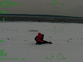 Two hikers were rescued from an ice floe after it broke away from the shore at Bruce Peninsula National Park on Sunday.