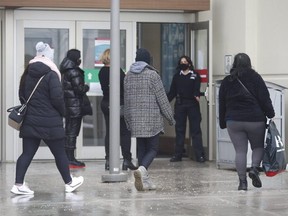 Small groups of people showed up at the Vaughan Mills Shopping Centre as York Region was put in the "red zone" on Feb. 22, 2021.