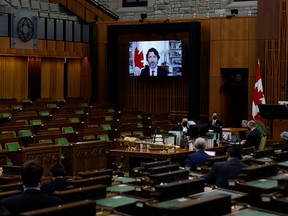 Canada's Prime Minister Justin Trudeau speaks during Question Period in the House of Commons on Parliament Hill in Ottawa on Feb. 3, 2021.